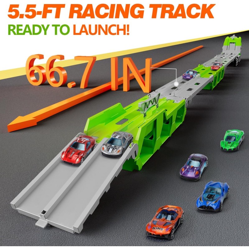 Dinosaur Truck Toys Factory - Pull Back Cars Track Learning Set