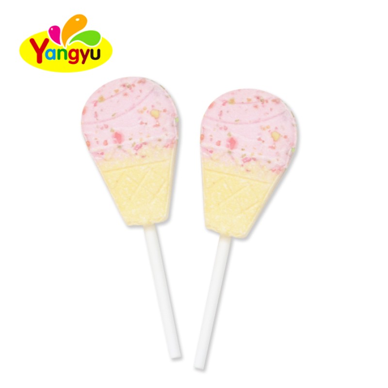 Ice Cream Lollipop Supplier - Two-Color Fruity Milk Jump Candy