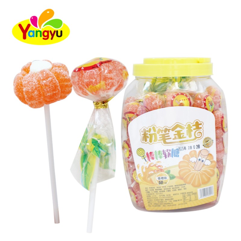 Kumquat Lollipops Supplier - Shaped Chewy Soft Gum