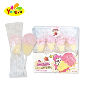 Ice Cream Lollipop Supplier - Two-Color Fruity Milk Jump Candy