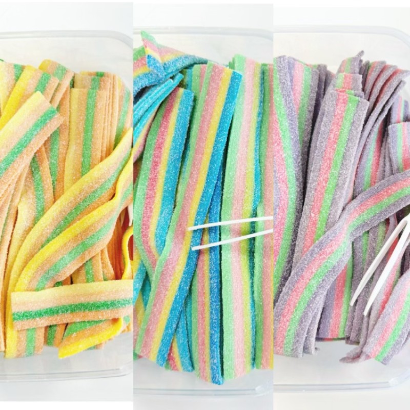 Sour Strips Gummy Candy Factory - Customizable Halal Rainbow Chewy