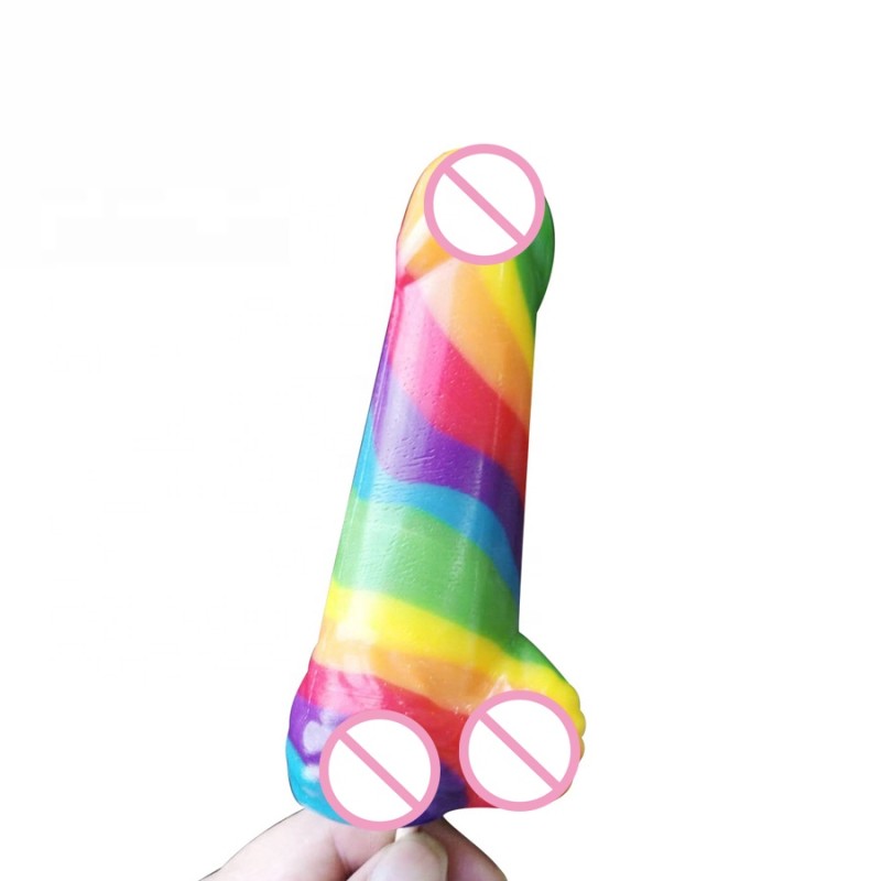 Hard Candy Manufacturer - Rainbow Cock Shape Lollipop