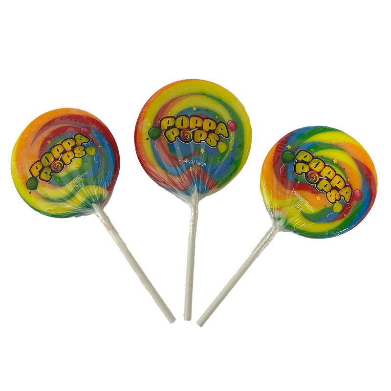 Lollipop Manufacturer - Rainbow Swirl Flat Giant Boba Fruit
