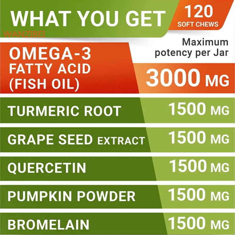 Natural Itchy Skin Relief Immune Chews Anti Seasonal Allergy Relief Dog Treats With Omega-3 for Dogs Skin & Coat Supplement