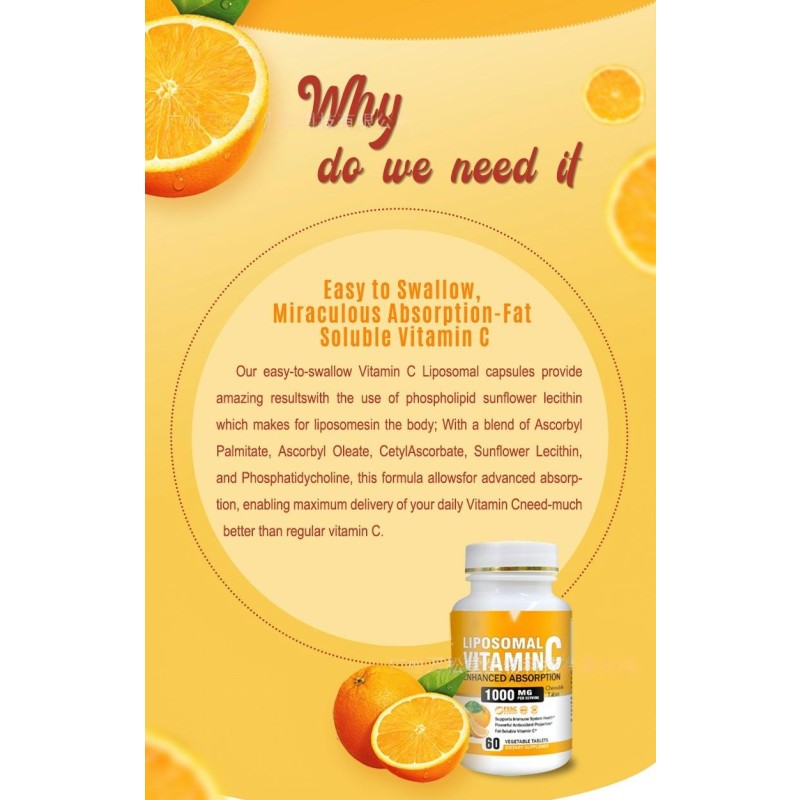 Best Price Liposomal Vitamin C Tablet 1000 mg Ultra Absorbable Ascorbic Acid for System and Collagen