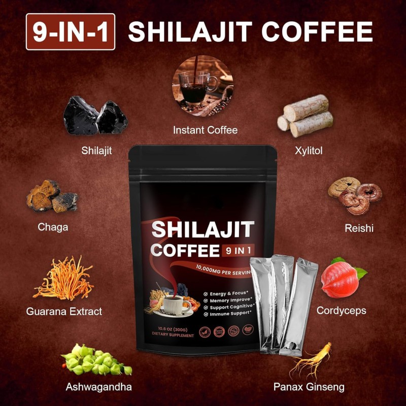 Private Label Shilajit Coffee Powder Shilajit Energy Drink Natural Powder Mix Herbs Shilajit Extract Powder