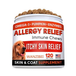Natural Itchy Skin Relief Immune Chews Anti Seasonal Allergy Relief Dog Treats With Omega-3 for Dogs Skin & Coat Supplement