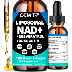 OEM 5-in-1 Liposomal NAD+ Liquid Drop Nicotinamide Riboside Resveratrol 900mg Quercetion Support Energy Focus