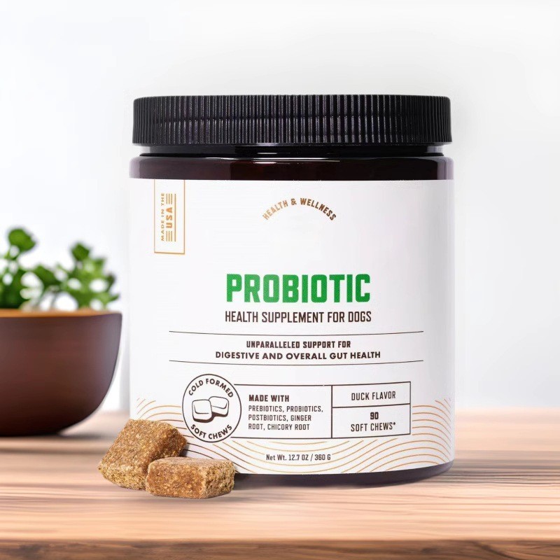 OEM/ODM Wholesale Private Dog Probiotic Soft Chews Supplement Cat & Dog Enzyme Duck Flavored Chews Tablets