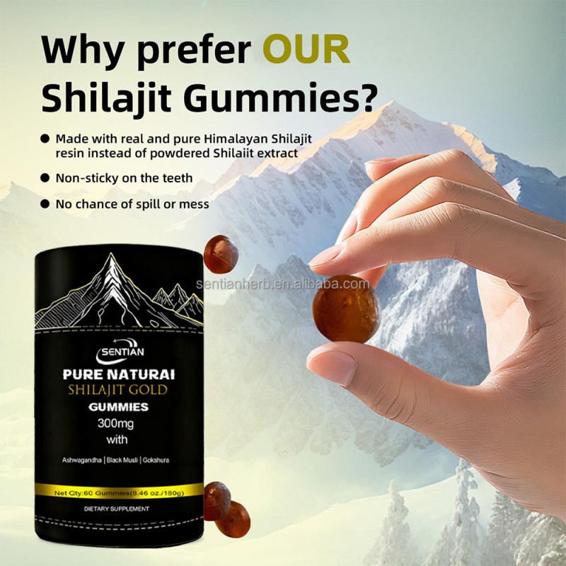 Wholesale OEM Premium Herbal Supplements Pure Himalayan Shilajit Gummies Shilajit Resin Candy with Ashwagandha