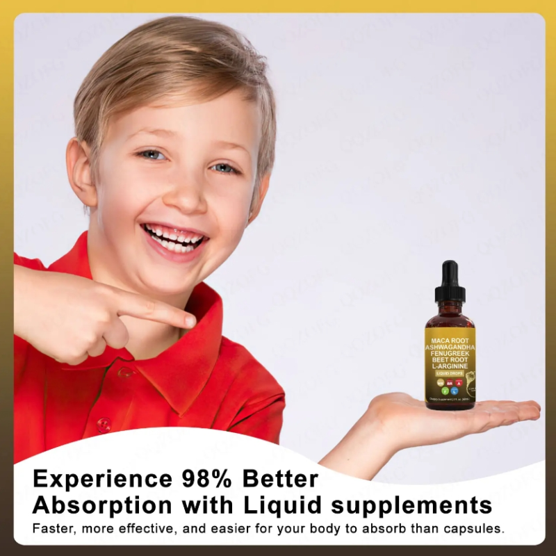Hot Selling Natural Maca Root Liquid Drops Herbal Ashwagandha Beet Root L Arginine for Adults Men Women Energy Boost
