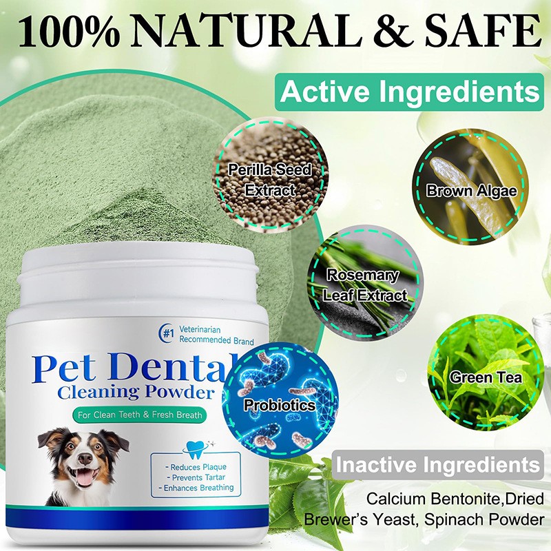 Pets Teeth Cleaning Care Supplement Natural Pet Oral Health Dental Powder for Dogs Cats Oral Health with Probiotic
