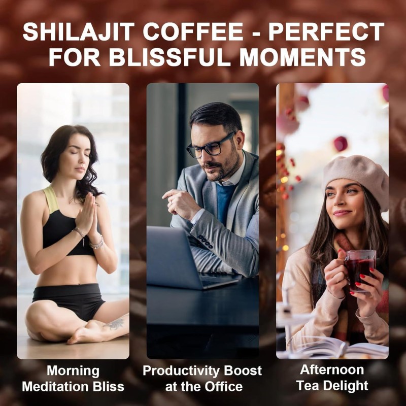 Hot Selling Private Label Shilajit Coffee Powder Energy Drink 9 in 1 Ashwagandha Mushroom Guarana Chaga Cordyceps Ashwagandha