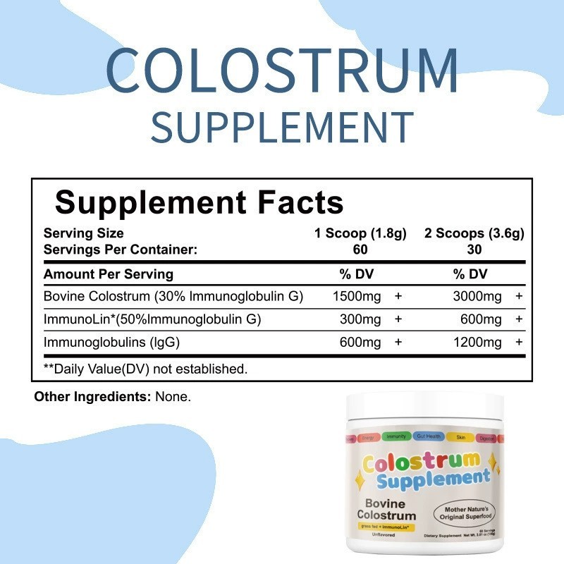 Hot Sale OEM Private Label Colostrum Supplement Bovine Colostrum Powder Immune Organic Colostrum Powder