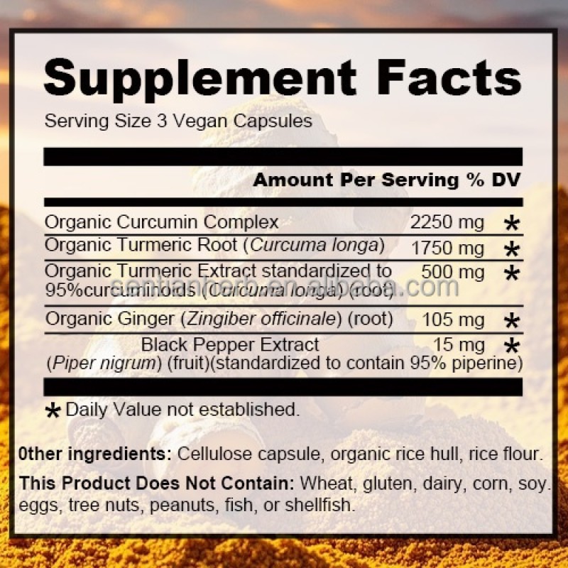 Organic Turmeric Curcumin Capsules Supplement Turmeric Curcumin Plant Extracts Joint Health Support for Men Women