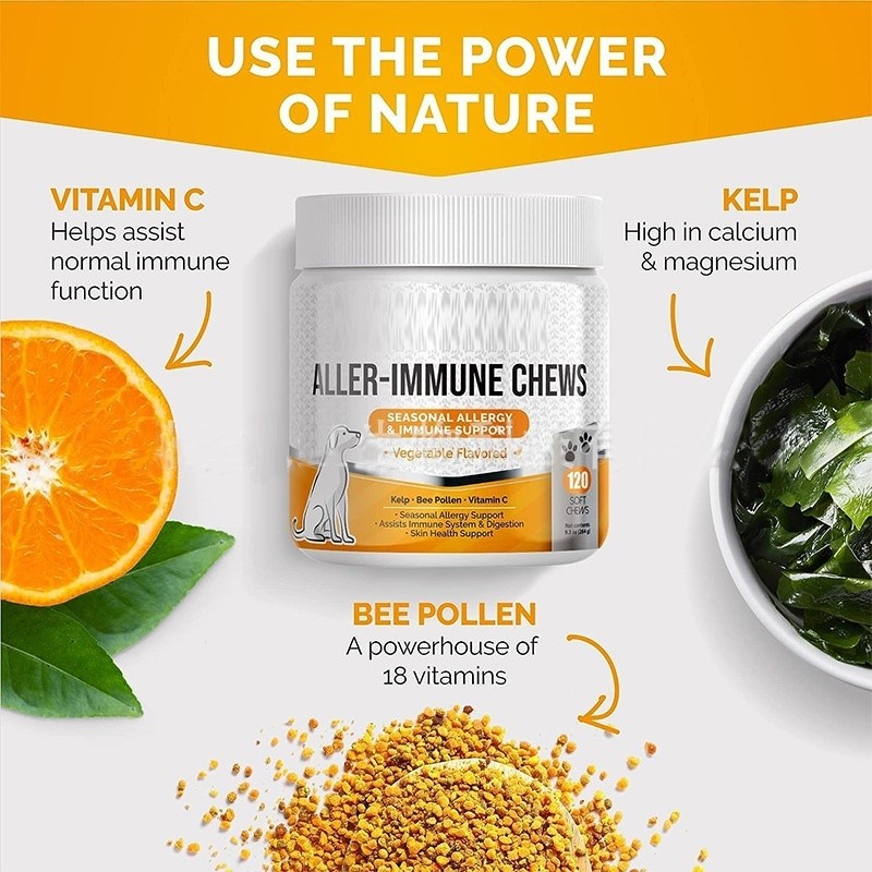Immune Supplement Soft Chews for Dogs Allergy Relief and Itchy Skin Treatment Seasonal Allergies Anti-Itch Pet Enzyme