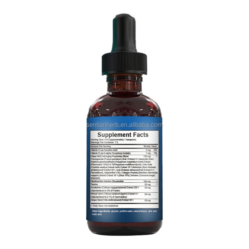 Private Label Nad+ Liquid Drops Nicotinamide Adenine Dinucleotide Resveratrol Taurine Fisetin Cellular Wellness Immune Support