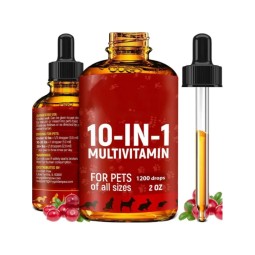 OEM 10 in 1 Cat & Dog Multivitamin Drops Liquid Cranberry Extract Pet Multivitamin Supplements Drops for Hip & Joint Health