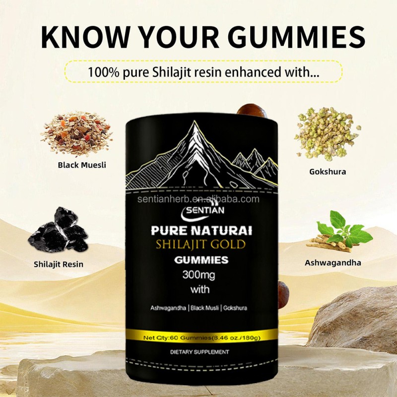 OEM ODM 3000mg Pure Himalayan Shilajit Gummy Candy Shilajit Resin Gummies High Trace Minerals Fulvic Acid