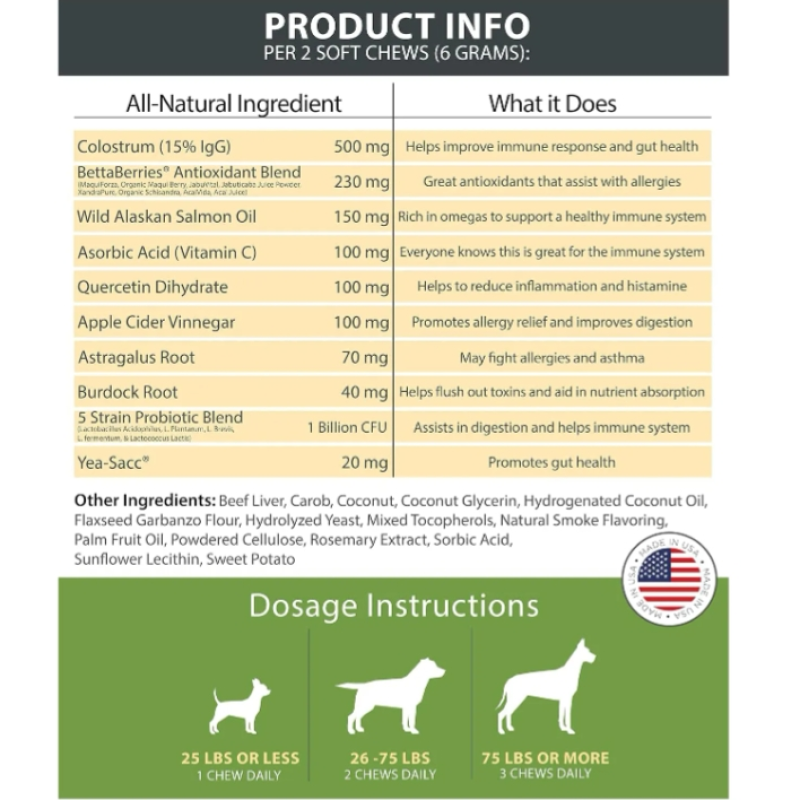 Allergy Relief Dog Treats Soft Chews Relief Immune Digestive Supplement Skin Coat Health Soft Chew for Dogs