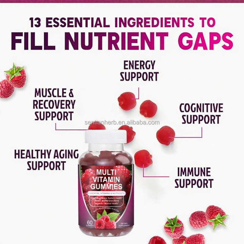 OEM Multivitamins Supplement Multi Vitamin Gummies Vegan Vitamins&Nutrients Candy Immune Support Zinc Mineral