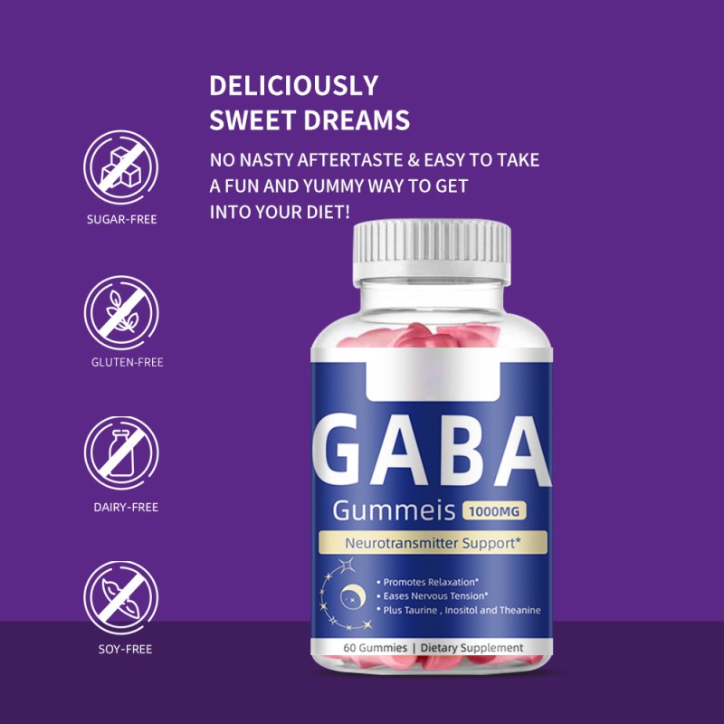 Wholesale OEM Gamma Aminobutyric Acid (GABA) Sleep Supplements Gummy Melatonin 5-HTP GABA Vitamins for Adults