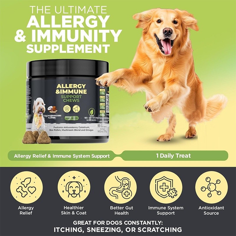 Allergy Relief Dog Treats Soft Chews Relief Immune Digestive Supplement Skin Coat Health Soft Chew for Dogs