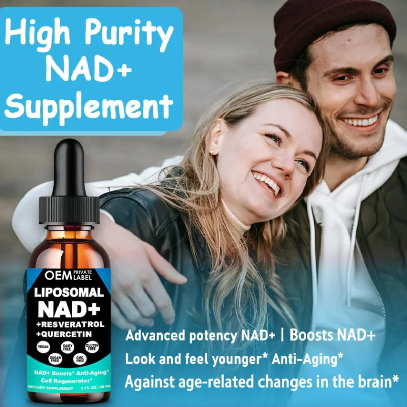 OEM 60ML Vegan High Potency Resveratrol NAD+ Liposomal Drops NAD Drops Liquid Supplement for Cell Regenerator