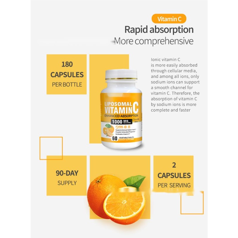 Hot Selling Product Vitamin c  Supplement L-glutathione Pills Tablet 1000mg Vitamin c Tablets