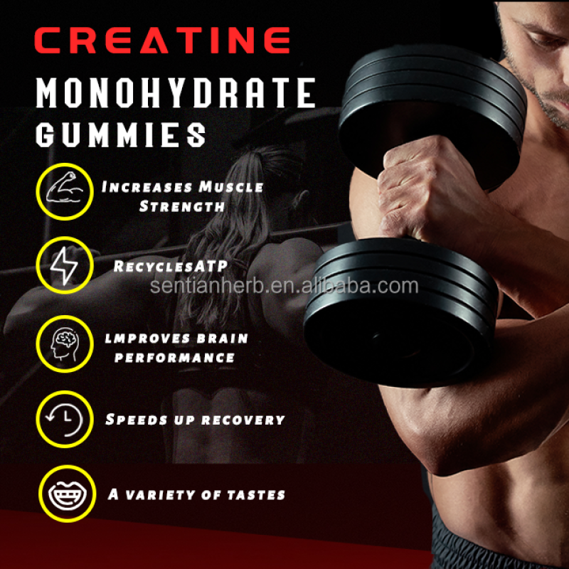 OEM Creatine Monohydrate Gummies Pre Workout Supplement Creatine Gummy for Adult Muscle Strength Energy Support Women
