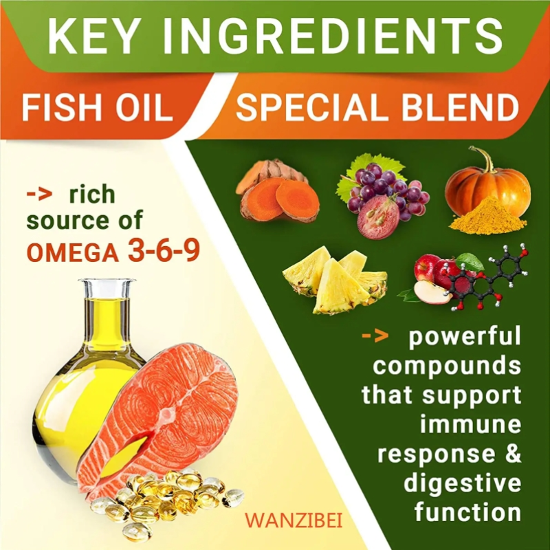 Natural Itchy Skin Relief Immune Chews Anti Seasonal Allergy Relief Dog Treats With Omega-3 for Dogs Skin & Coat Supplement