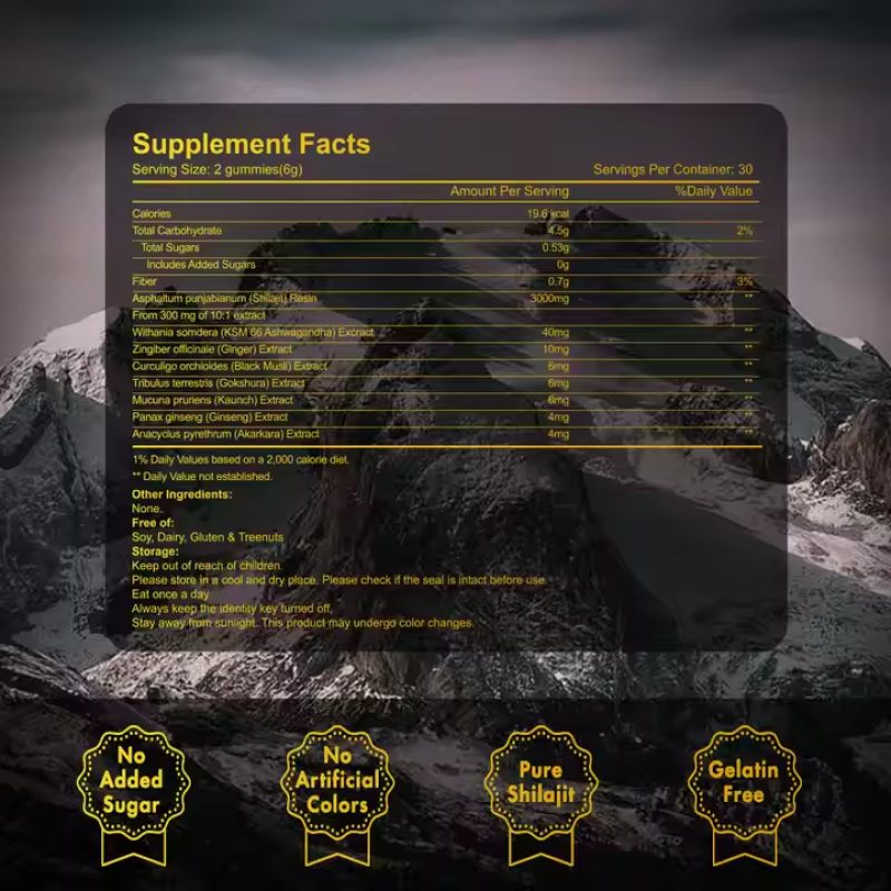 Shilajit Gummies Pure Himalayan Shilajit Gold Gummies Gold Shilajit Gummy Candy Ready to Ship