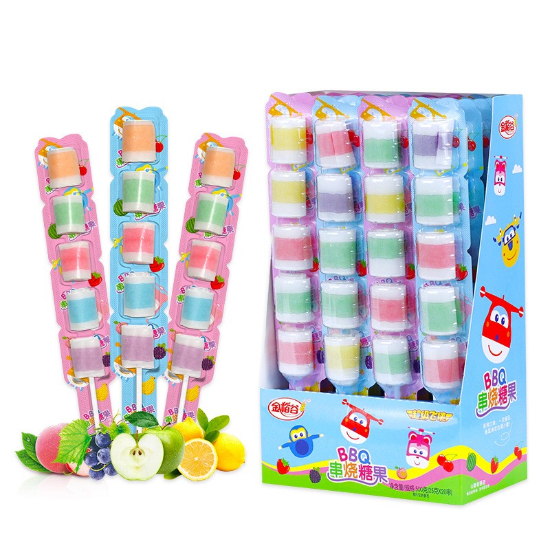 BBQ Candy Lollipops Factory - 25g Juicy Soft Chewy Skewered