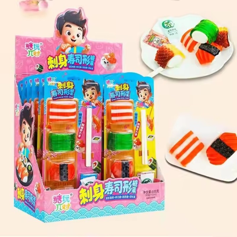 Sushi Candy Supplier - Fruit Flavor Chewy Gummy with Chopstick