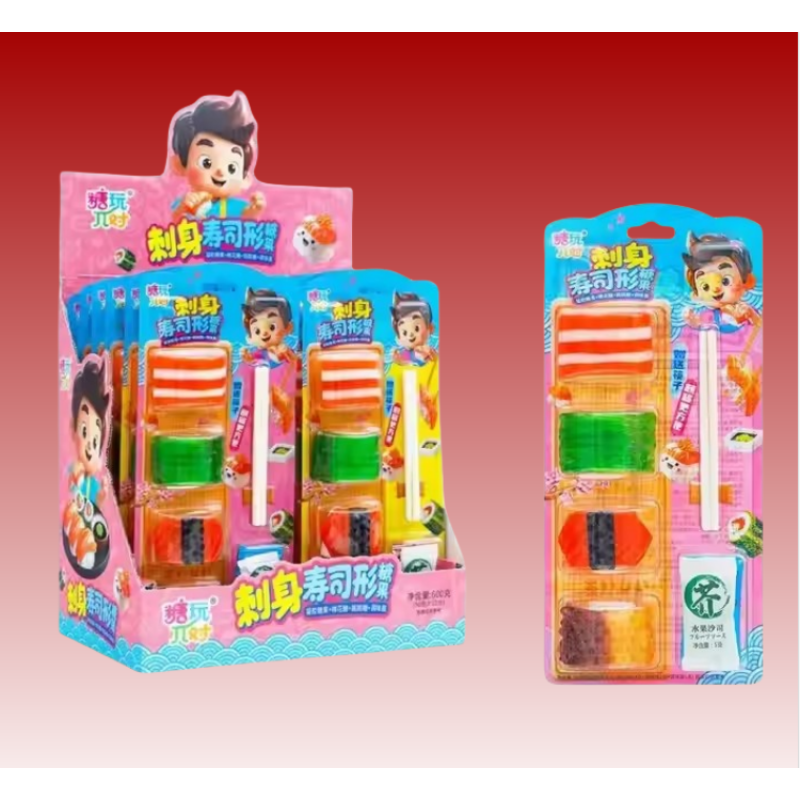 Sushi Candy Supplier - Fruit Flavor Chewy Gummy with Chopstick