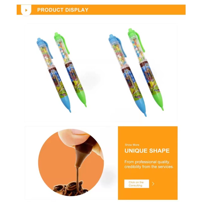 Chocolate Pen Manufacturer - Milk Jam Liquid with Mini Candy