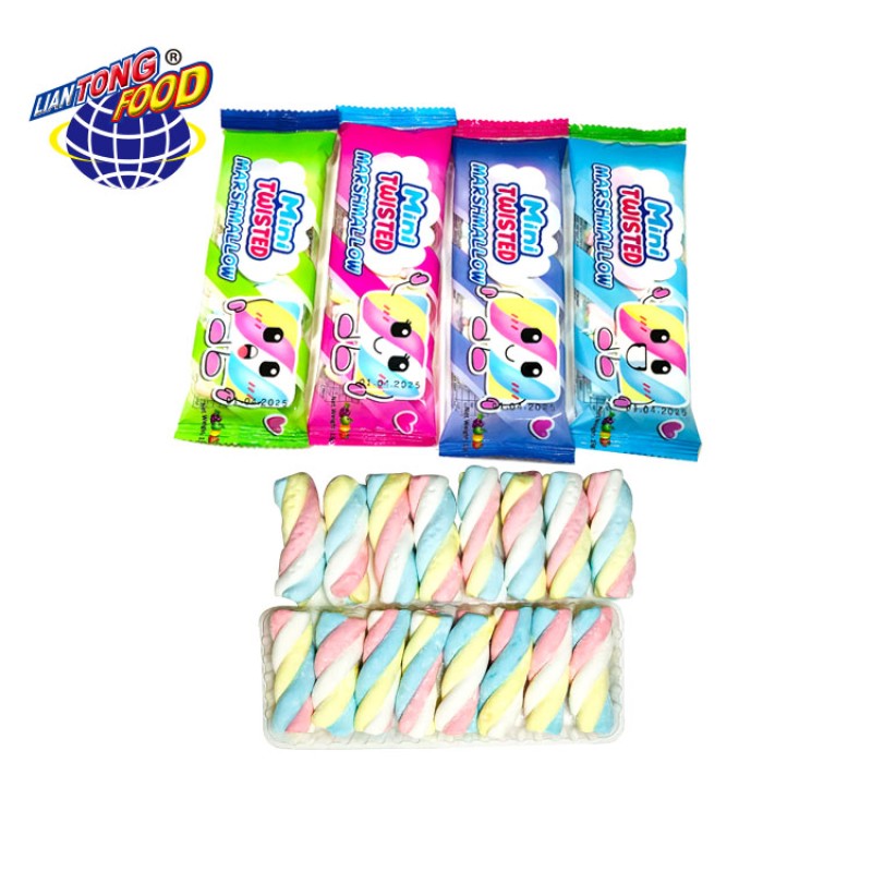 Twist Marshmallow Supplier - Colored Fruit Flavors Cartoon Shape