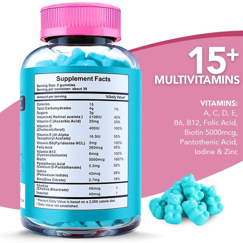 Biotin Gummy Supplier - High Quality Halal Blueberry Multivitamin