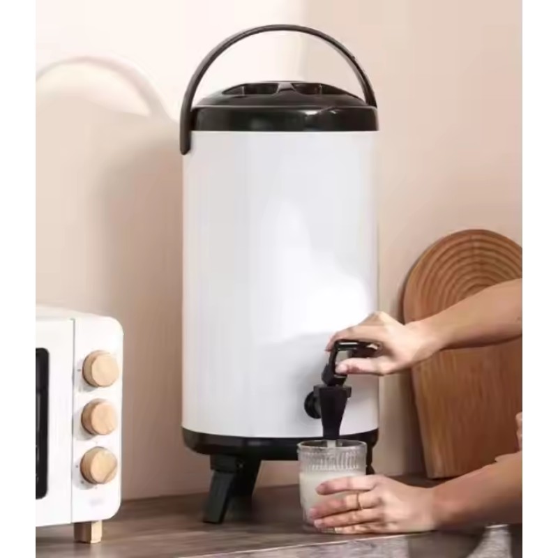 8L 10L 12L Double Layer Stainless Steel Water Jug Keep Hot Cold Beverage Dispenser Milk Tea Barrel with Temperature Display