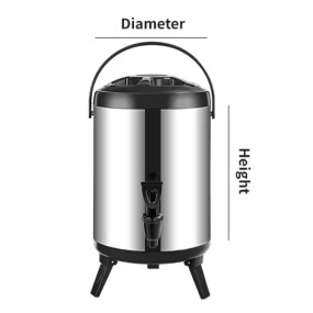 8L 10L 12L Double Layer Stainless Steel Water Jug Keep Hot Cold Beverage Dispenser Milk Tea Barrel with Temperature Display