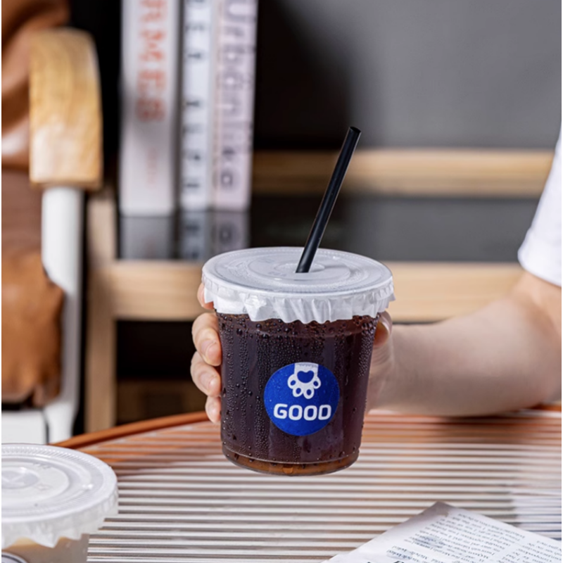 95mm Plastic Flat Lid Food Grade PET Disposable Clear Plastic Cup Lid for Party and Milk Tea Store Use