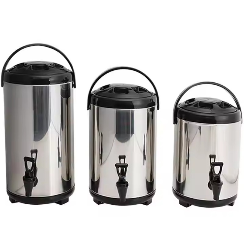 8L 10L 12L Double Layer Stainless Steel Water Jug Keep Hot Cold Beverage Dispenser Milk Tea Barrel with Temperature Display