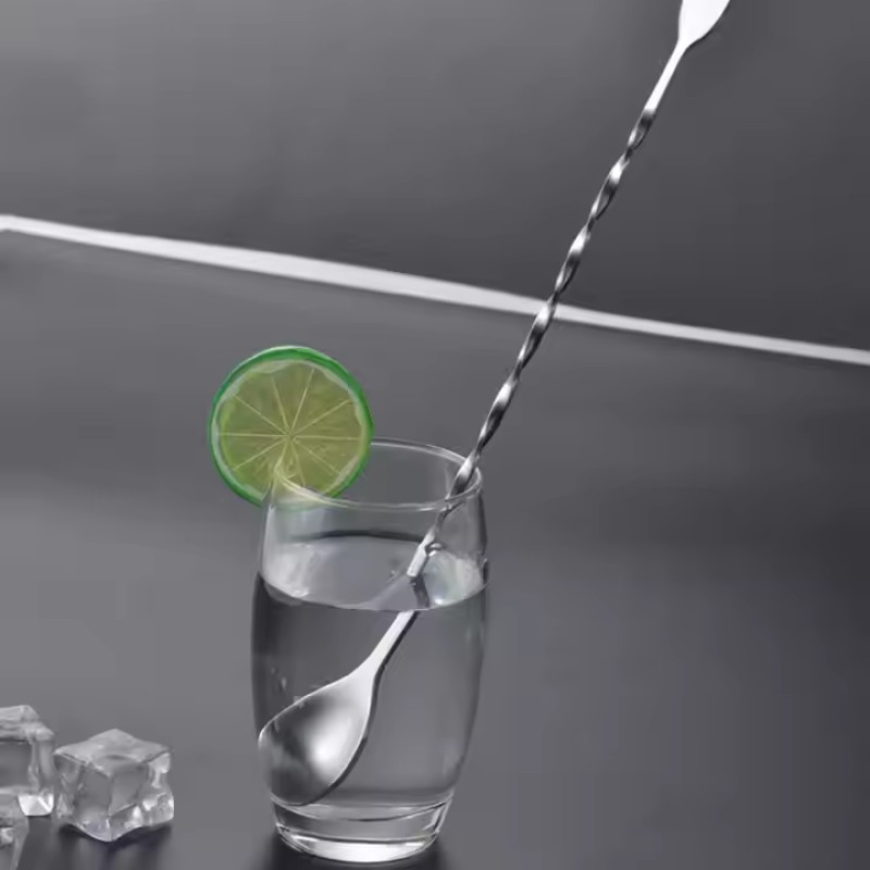 304 Stainless Steel Spiral Stirring Spoon 2 in 1 Double Headed Coffee Stirring Spoon With Fork