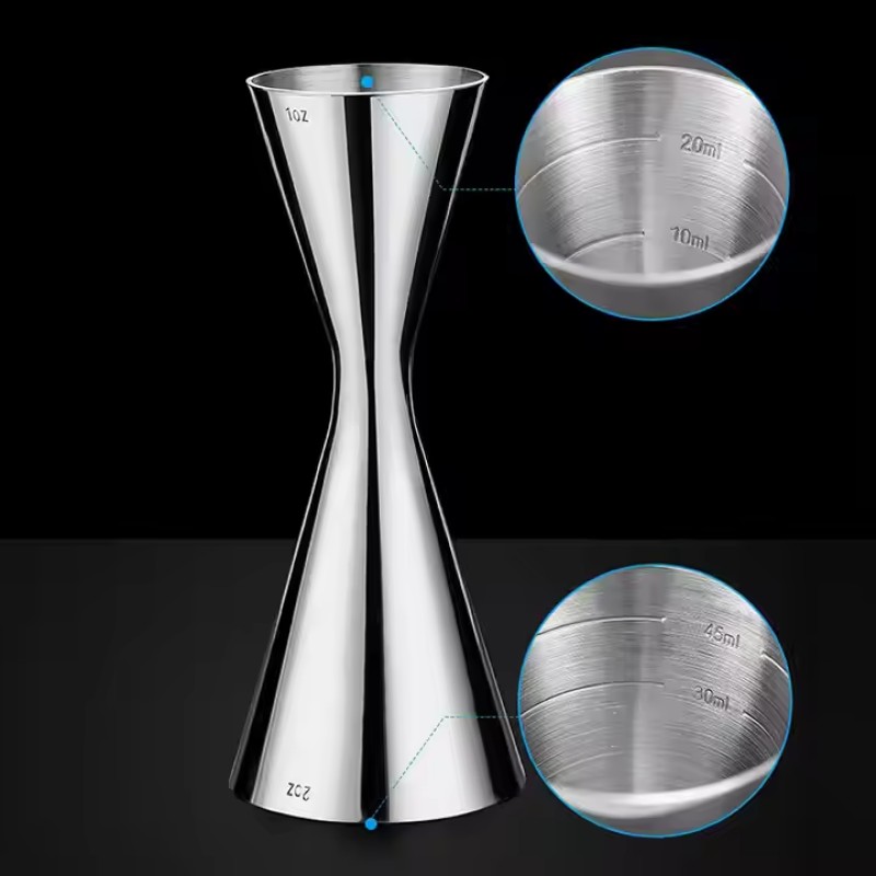 Mr.Slim Stainless Steel Jigger Measuring Cup Set Factory Direct Sale 30/45ml 25/50ml 45/60ml 60/90ml Capacities Metal Material