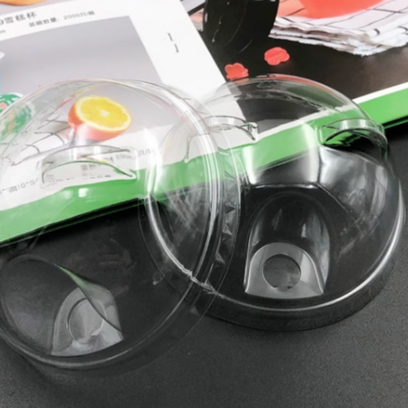 Environmentally Friendly 90mm Diameter Plastic PET Semicircular Dome Lid for Boba Tea Coffee Cups