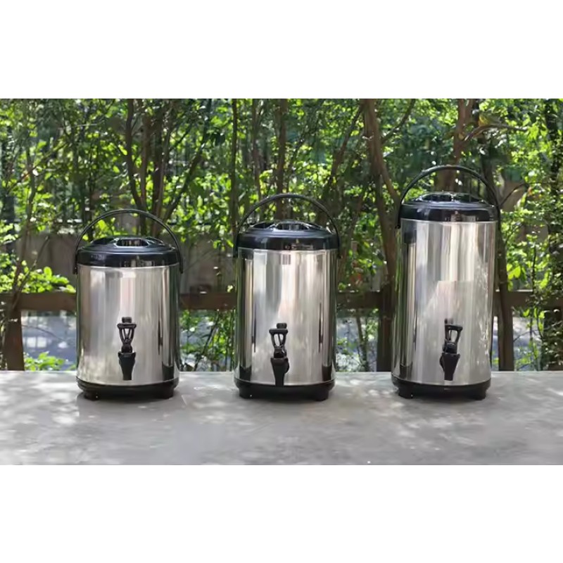 8L 10L 12L Double Layer Stainless Steel Water Jug Keep Hot Cold Beverage Dispenser Milk Tea Barrel with Temperature Display