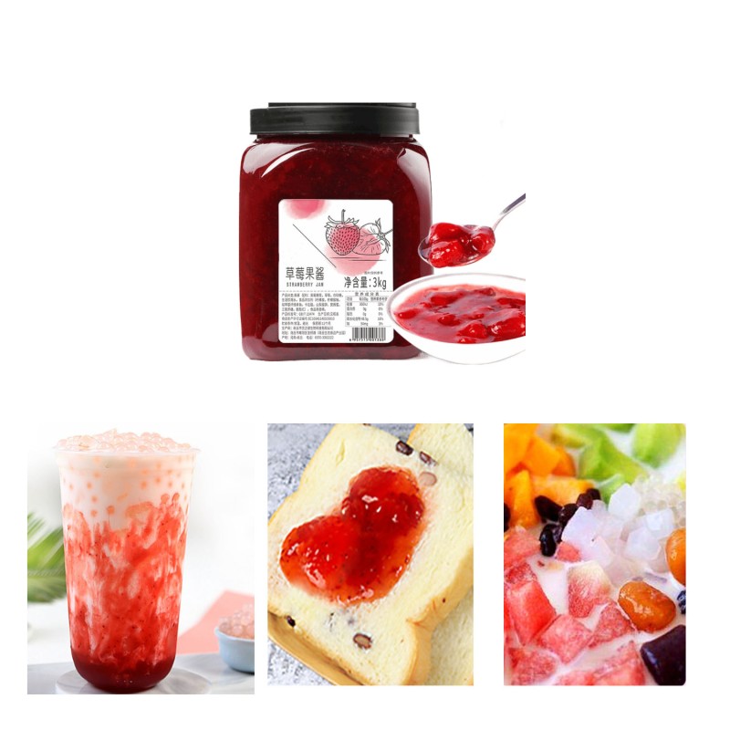 BubbleTea Ingredients Fruit Candy Jam for Milk Tea Smoothie Bread Fresh Strawberry Juice  3KG Strawberry Fruit Jam With Pulp