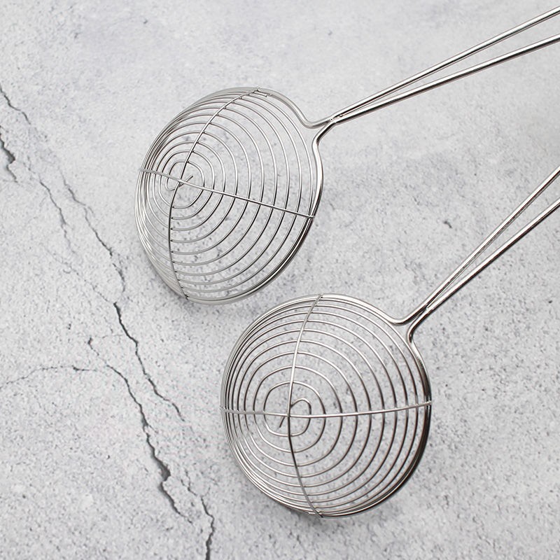 Red Handle Stainless Steel Pearl Milk Tea Slotted Spoon Pearl Powder Round Spoon Deepen Net Fishing Milk Tea Shop Supplies