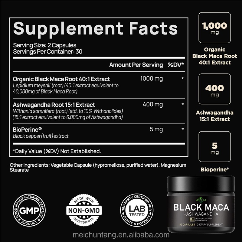 Black Maca Capsules Manufacturer - Private Label Male Health BioPerine