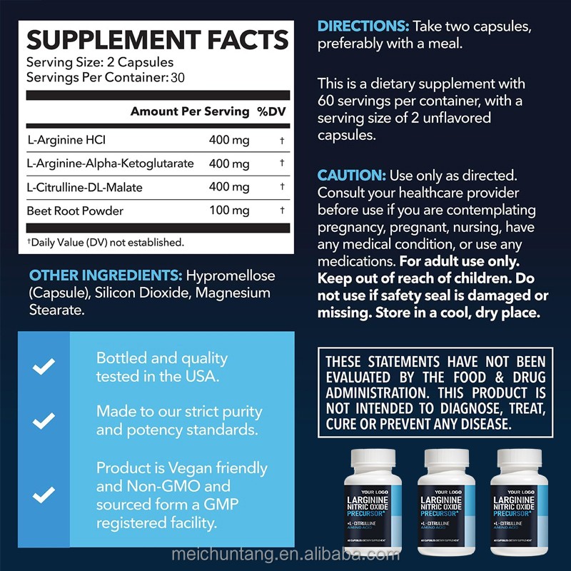 L-Arginine Blend Capsules Supplier - Vegan Non-GMO Nitric Oxide